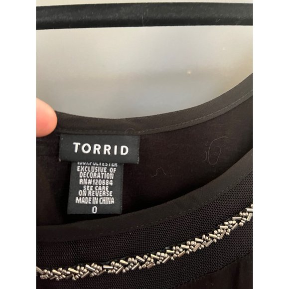 Torrid size 0 black lace mesh blouse top - Picture 2 of 4